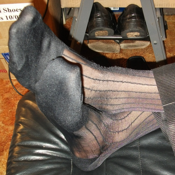 2PR New Men's Black Sheer Thick N Thin TNT Socks Cap Heel, Mid-Calf TNRSMBLK-M - Picture 2 of 9